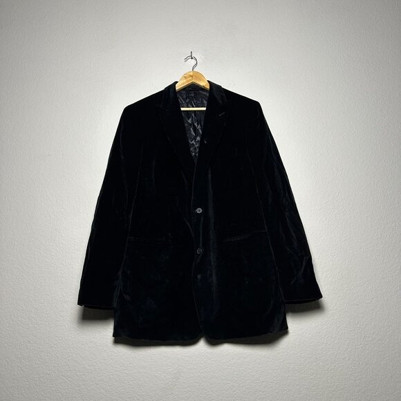 Marc Anthony Classic Velvet Velour Rayon Lining Blazer Sport Coat Men 44L Black - Picture 1 of 16